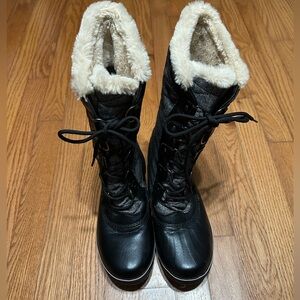 JBU By Jambi Winter Boot Women Black Herringbone Man Made Upper/ Textile Sz 8.5M